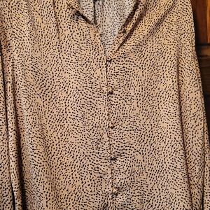 Liz Claiborne Beige and Black Patterned Blouse